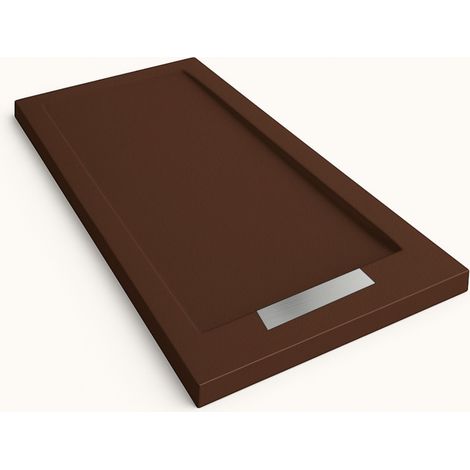 Duschwanne Steen mit Rahmen Farbe Schokoladenbraun RAL 8017 70x90cm Abdeckung Edelstahl