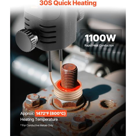 Kit de Chauffage par Induction Magnétique pour Enlever Écrous Rouillés 1100 W, Dégrippeur à Induction Portatif, avec 8 Bobines et C… (1/5)