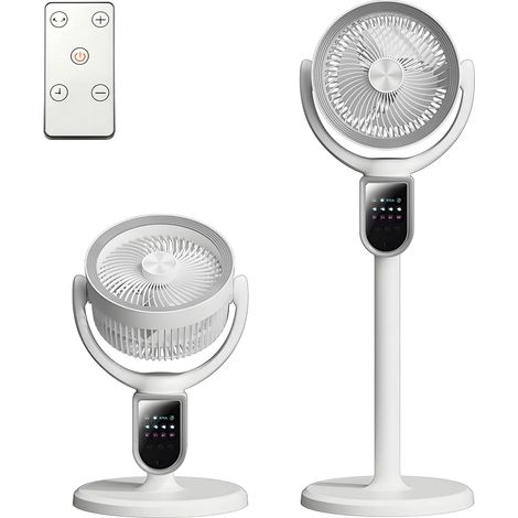 Ventilateur sur Pied Silencieux, Ventilateur Portable Hauteur Ajustable 3 en 1, 4 Vitesses,Minuterie 9H, USB et Batterie, Télécommande (1/5)