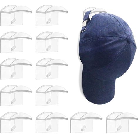 Lot de 12 crochets adhésifs transparents pour casquettes de baseball, foulards et sacs à main.