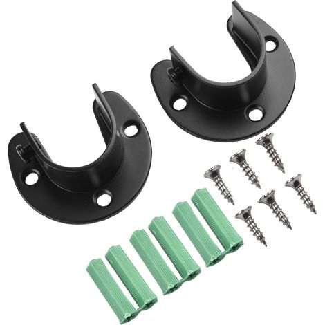Paquet de 2 supports pour barre placard en acier inoxydable tubes (1/5)