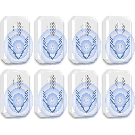 Repellente Ultrasonico per Topi e Ratti 8 Pezzi, Anti Topi Ratti, Anti Zanzare, Sicuro e a Risparmio Energetico, Repellente Ultrasonico per Ratti, Topi, Scarafaggi, Zanzare, Parassiti (1/5)