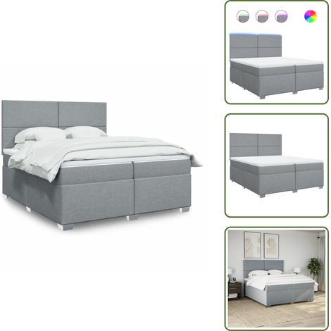 Colchón ensacado - vidaXL Cama box spring con colchón tela gris claro 200x200 cm - Cama con cabecero ajustable