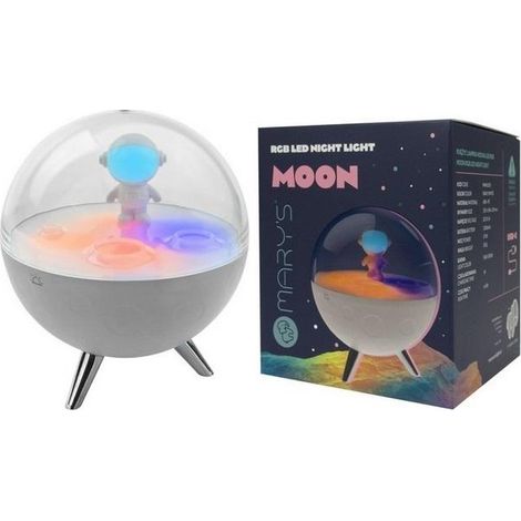 L谩mpara de noche LED RGB blanca lunar