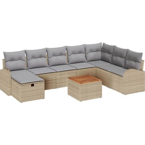 Garden Sofa Set 9 pcs Beige Poly rattan vidaXL (1/5)