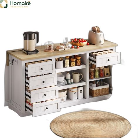 Buffet en mdf blanc avec port USB 150 x 65 x 75,5 cm HOMAIRE (1/5)