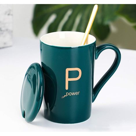 Mug en porcelaine fine avec initiales pour la maison, le bureau et les cadeaux personnalisés P (1/5)