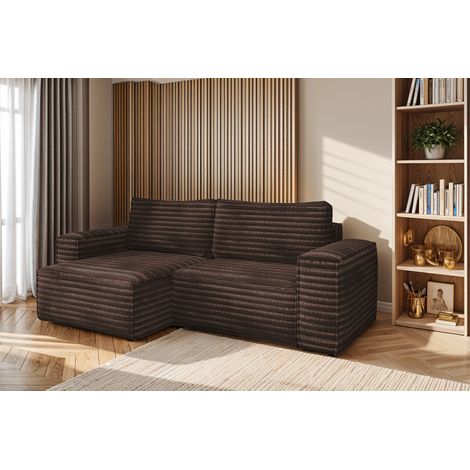 L-förmiges Bohoo-Ecksofa mit Schlaffunktion stoff Velo Braun Links (1/5)