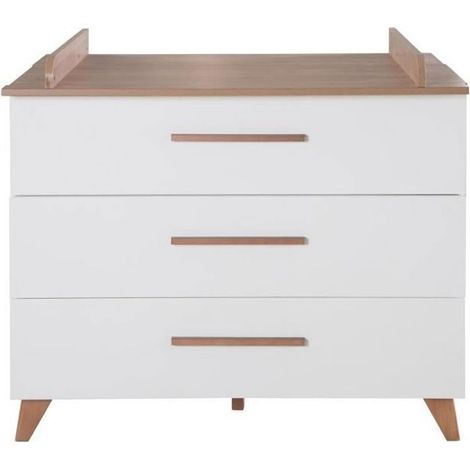 Commode a langer - ROBA - OLE - 3 tiroirs - Chene foncé / blanc (1/5)