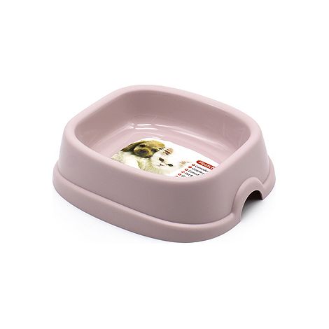 Comedero perro plastico Rex rectangular para mascotas 16 cm Rosa claro (1/4)