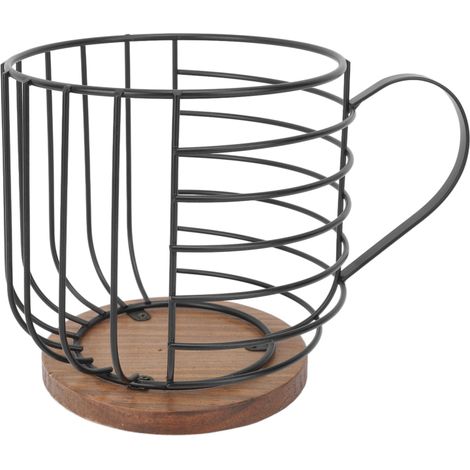 Soporte para cápsulas de café con forma de taza, cesta de almacenamiento (negro)