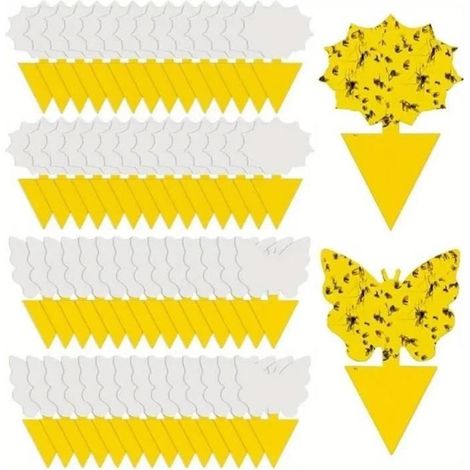 50 Pièges Anti Moucheron Plante,Attrape Mouche De Plantes Pièges à Insectes Mouche Cuisine Double Face Autocollants Colle Protection (1/4)