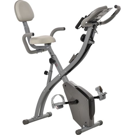 Klappbares Heimtrainer-Fahrrad für Erwachsene, 8 Widerstandsstufen, Handpulssensoren, Multifunktions-LCD-Display, verstellbarer Sattel, Stahl, Grau, Silber