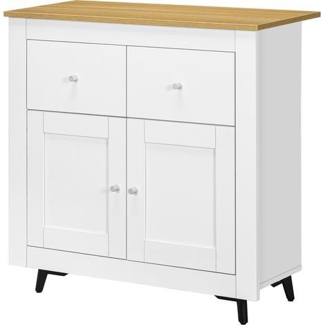 Buffet auxiliar con puertas y cajones 78x35x80 cm blanco (1/5)
