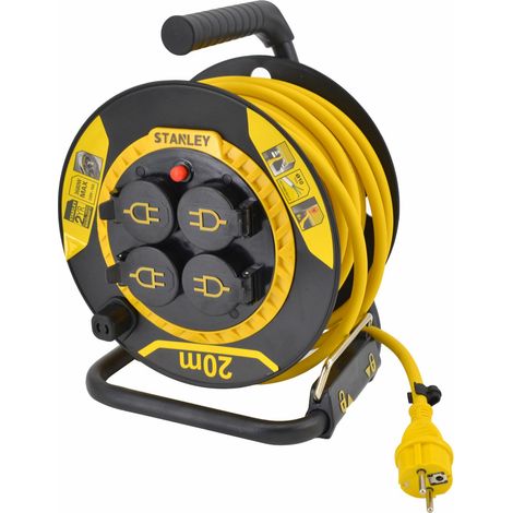 Stanley Kabeltrommel Pro gelb, Metallrahmen 20m