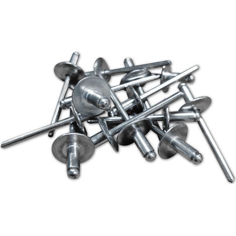 RIVETTI IN ALLUMINIO TESTA EXTRA LARGA 16 mm 4,8 X 10 CORDA D'ACCIAIO - 250 RIVETTI