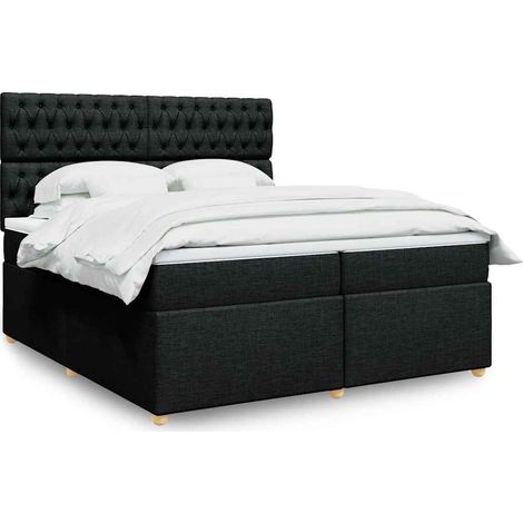 vidaXL Sommier à lattes de lit avec matelas Noir 200x200 cm Tissu (1/5)