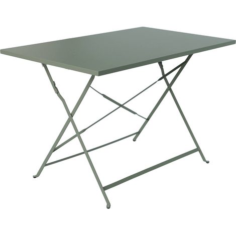 4-seater folding metal bistro garden table, Emilia, Khaki Green, 110x70x72 cm