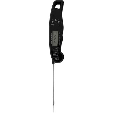 Wasserdichtes Multifunktions-Lebensmittelthermometer mit Doppelnadel, schwarz, inklusive eingebauter Batterie, zum Grillen (1/5)