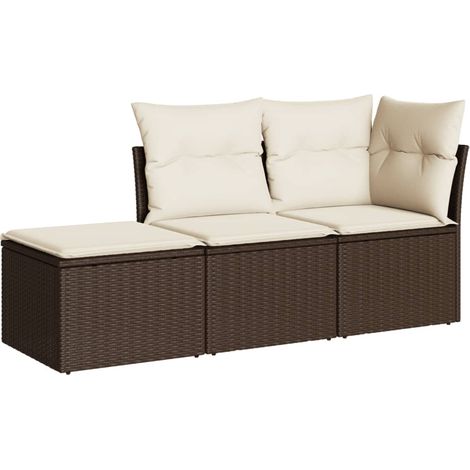 Maison Exclusive - Set sofás de jardín 3 piezas y cojines ratán s (1/3)
