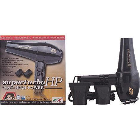 Parlux Superturbo HP - Asciugacapelli Professionale de, Potenza 2400W, 2 Velocità, 4 Temperature, Motore K-Lamination, Cable 3,3m, 2 Ugelli, Asciugatura Rapida, Risparmio Energetico, Stiratura, Nero (1/2)