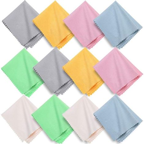 Nettoyant Lunettes Lingettes Microfibre 12 pièces, Chiffons de Nettoyages en Micro-Fibre pour Nettoyer Lunettes (1/5)