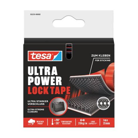 VELCRO ADESIVO ULTRA POWER LOCK TAPE 55233 TESA - NERO MM 25 ML 1- 2 pezzi