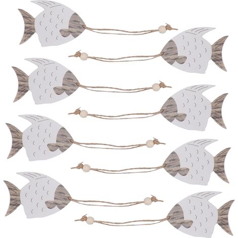 Décoration Murale été Vacances Pendentifs en Bois de Poisson, Style Hawaii Chic, 8 Pièces pour Maison et Chambre D'garçon et Filles (1/5)