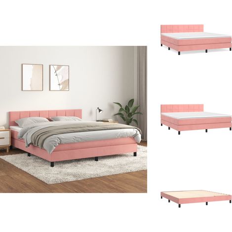 Sommier à lattes de lit avec matelas Rose 180x200 cm Velours - Lit Tapissier - Lit Double - Matelas Moelleux - Literie Velours - Chambre À Coucher Design (1/5)