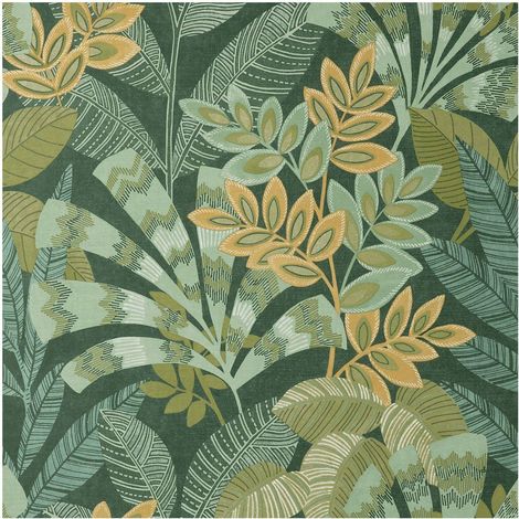 Fine Decor Crown Asha Leaves Lush Green Wallpaper Paste The Paper (1/4)