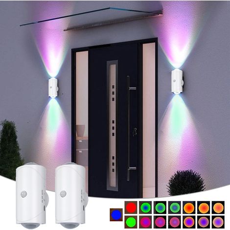 2 Pack Applique Murale Exterieur, Éclairage Ambiant Detection Automatique Magnetique Lampe, LED Luminaire pour Couloir Jardin Patio, blanc (1/5)