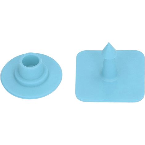 100 étiquettes auriculaires carrées vierges pour l'identification du bétail (bovins, porcs, etc.), bleues (1/5)