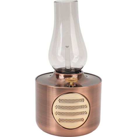 Lampe à pétrole rétro avec haut-parleur Bluetooth, lanterne vintage, haut-parleur Bluetooth 5.0, lampe de bureau décorative pour chambre, rouge bronze. (1/5)