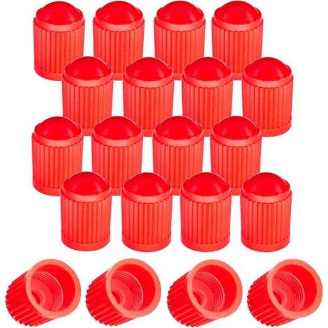 20x Bouchon de valve capuchon plastique schrader pneu vélo moto auto voiture quad trottinette, rouge (1/4)