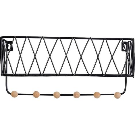 Mensole galleggianti, mensola da parete semplice in ferro, porta giornali, porta riviste, cestino portaoggetti per bagno, cucina, ufficio, camera da letto, soggiorno (Colore: Nero, Taglia: L) (1/5)