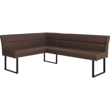 [NON UTILIZZATO] Panca angolare HHG-894, sala da pranzo, ecopelle metallo 158 x 209 cm, marrone (1/5)