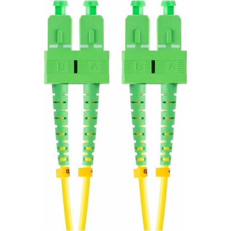 Cordon de brassage à fibre optique jaune Lanberg SM SC/APC-SC/APC DUPLEX 3,0 mm LSZH G657A1 de 10 m