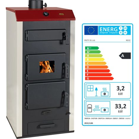 Wasserführender Kaminofen Holzofen Prity NS32 33,2 + 3,2kw EEK-A (1/5)