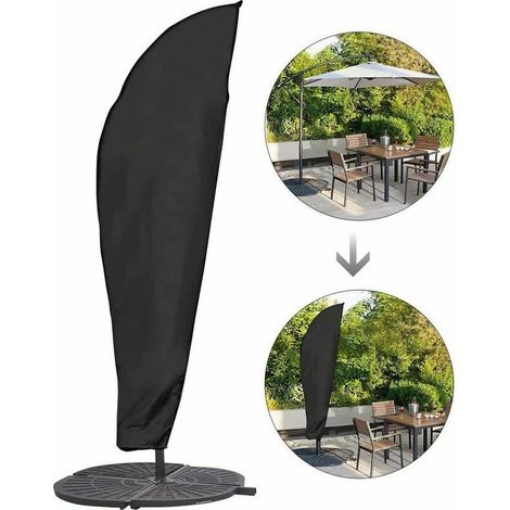 VURAHOME - Housse de protection pour parasol avec tige et parasol déporté 2 à 4 m Grand parasol Protection contre les intempéries, les UV, le vent Outdoor pour parasol déporté 280 x 30/81/46 cm (1/5)
