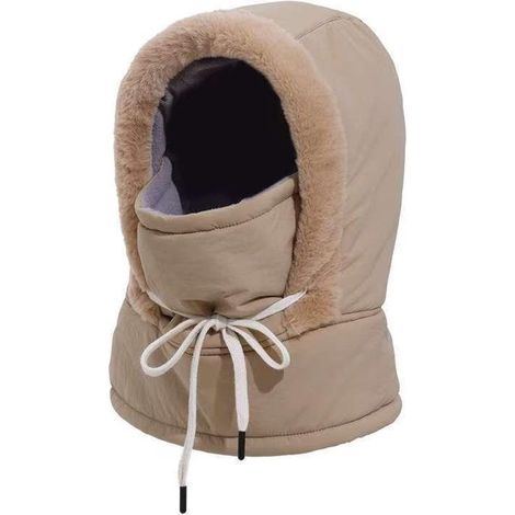 Cagoule polaire d'hiver, coupe-vent et chaude, unisexe, cache-cou/écharpe, cordon de serrage ajustable, bonnet multifonctionnel, idéal pour le ski, le vélo et les activités de plein air, taille unique (1/5)