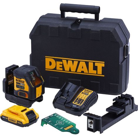 DEWALT XR 18V láser cruzado compacto rayos verdes - 1 baterías 2.0 Ah - DCLE34021D1-QW