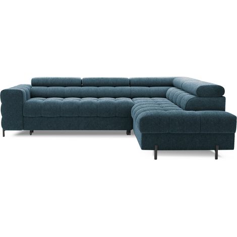 Canapé d'angle droit FERRUM Bleu foncé avec coffre mousse HR 276x93x200cm (1/5)