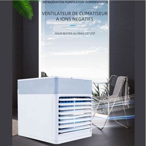 Mini aire acondicionado portátil con 3 velocidades, depósito de 500 ml, luz nocturna, ABS para oficina y dormitorio - KZQ (1/4)
