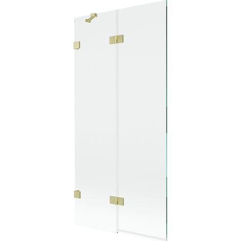 Paroi de baignoire à 2 volets gauche Mexen Lunar 90 x 150 cm, transparent, doré brossé - 897-090-100-55-00-L (1/5)