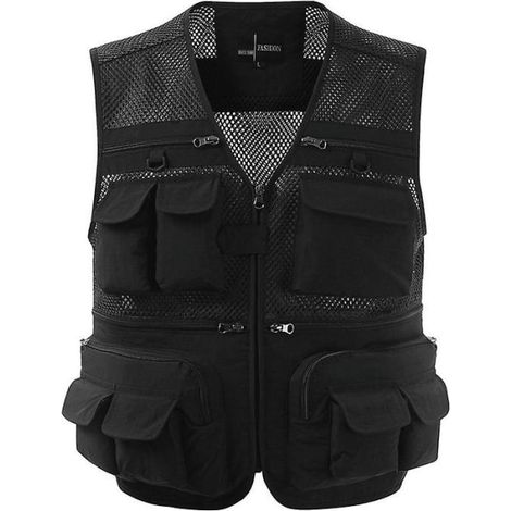 Gilet de travail été homme safari pêche photo voyage avec poches, mesh fin respirant pêche 3XL (1/2)
