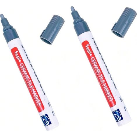 Lot de 2 stylos de jointoiement pour carrelage gris, stylos de réparation de joints pour cuisine, salle de bain et murs, anti-moisissure et étanche (1/5)