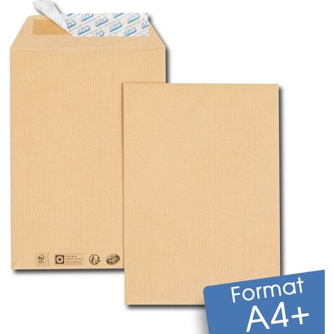 Lot de 50 Enveloppes kraft brun A4+ auto-adhésives 260x330 mm