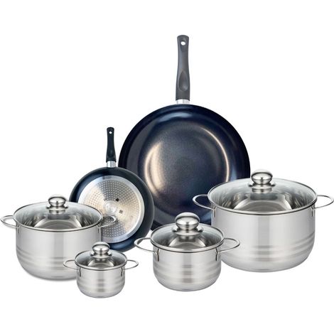 Ensemble de 2 Poêles de cuisson 20 et 32 cm et 4 faitouts 12, 16, 20 et 24 cm Elo Prima Brillant (1/5)