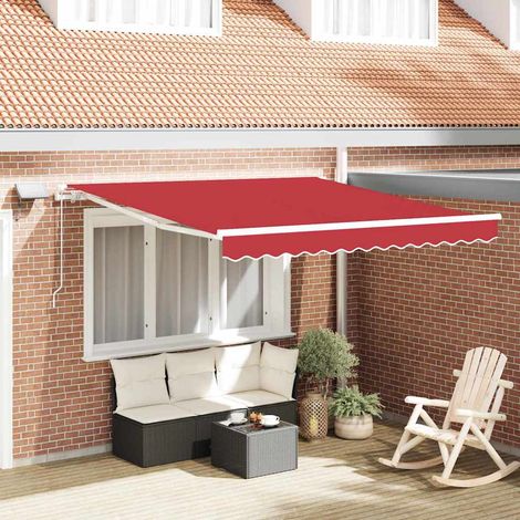 Toldo Retráctil Rojo 350 x 250 cm Tela y acero