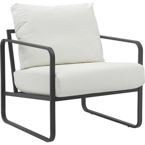 Poltrona lounge di design retrò chic in PVC bianco e struttura in metallo nero opaco 100002816